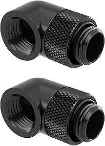 dracaena.io 2 Pack G1/4" 90° Rotary 360° Swivel Fitting, Male to Female Extender Adapter for PC Water Cooling Loop, Computer Liquid Cooling Fittings, Black