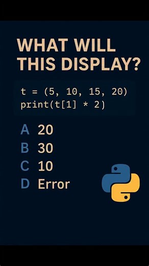 python programming on Instagram: "Comment your answers below 👇#codinglife #pythonprogramming #datascience #instagramreels #pythondeveloper #codesuccess #progrmmingtutorial #code #pythonquiz #learn #codingfacts"