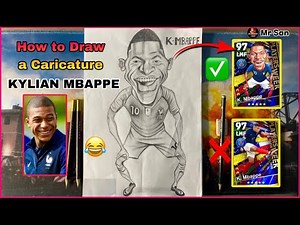 How to Draw a Caricature Kylian Mbappe Funny Face, #mbappe #drawing
