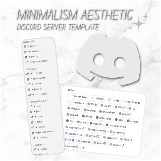 Minimalism Aesthetic Discord Server Template <3 | Light, Aesthetic, Cute, Minimal | Instant Download! - Etsy