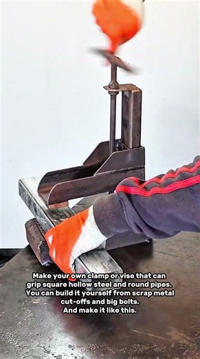 DIY Vise for Hollow Steel & Round Pipe | Built from Scrap Metal + Big Bolts #DIYVise #WeldingTools