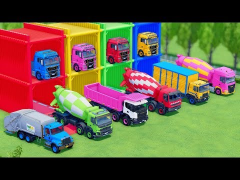 TRANSPORTING VOLVO MIXER TRUCK AND SCANIA DUMP TRUCK WITH FLATBED TRUCK, SISU - FARMING SIMULATOR 22