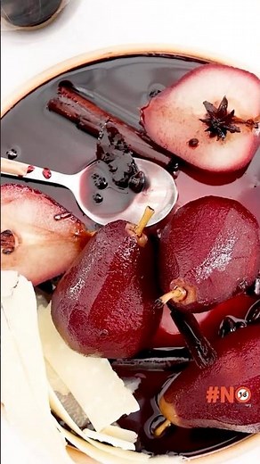 Wine poached pears