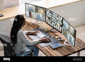 Monitor CCTV Security Camera Screen. Business Video Tech Stock Photo - Alamy