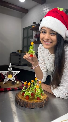 Priya Vijan on Instagram: "🌱Cucumber Christmas Tree English Cucumbers,slices cut using mandolin Cherry Tomatoes, chop one side Carrot, slices cut to star using a star cutter Skewers Christmastree, cucmberchristmastree, plantbased"