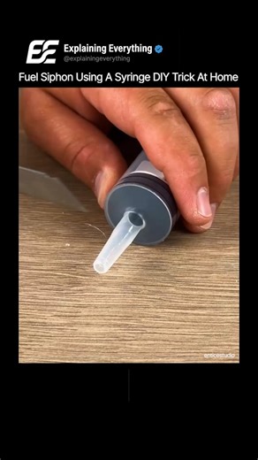 rahulyadav | Explaining Everythinng on Instagram: "Transferring fuel doesn't have to be a dangerous or messy ordeal. This is the Syringe Siphon, a high-efficiency method for initiating a fluid transfer without ever risking a mouthful of gasoline. The secret lies in initial pressure displacement. By attaching a large-bore syringe to the end of your siphoning tube and pulling the plunger, you create a powerful, localized vacuum. This force overcomes gravity, drawing the fuel up from the tank and p