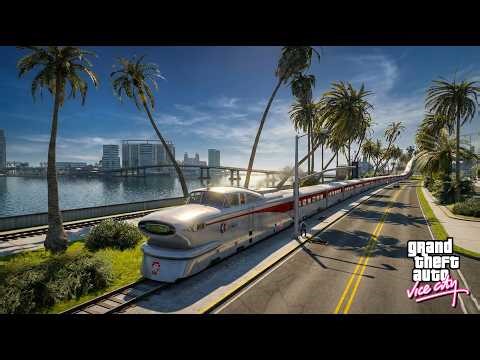 GTA V Vice City Aerotrain Journey 🚆 | Airport to Little Haiti | Vice City Map Mod