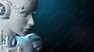 robot woman, sci-fi woman animation of the digital world of the future of neural networks and the artificial intelligence