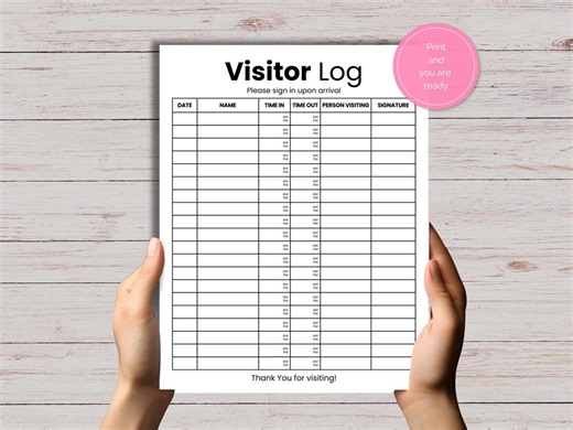 Printable Visitor Log, Daily Log, Visitor Tracker, Workplace Log, Workplace Visitor Tracker, Printable Tracker for Visitors, Office Visitor - Etsy