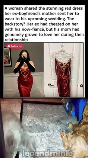 A woman shared the stunning red dress her ex-boyfriend's mother sent her to wear to his upcoming