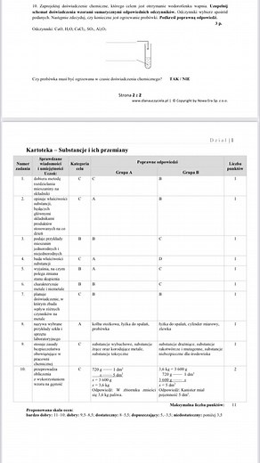 Odpowiedzi na 1 sprawdzian „Substancje i ich przemiany”#Chemia