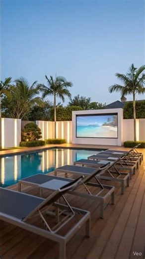 Movie Night Level: 1,000,000! 🍿🎬 #outdoorcinema #luxurylifestyle #backyardgoals #mansiontour