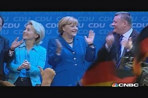 Angela Merkel's victory dance
