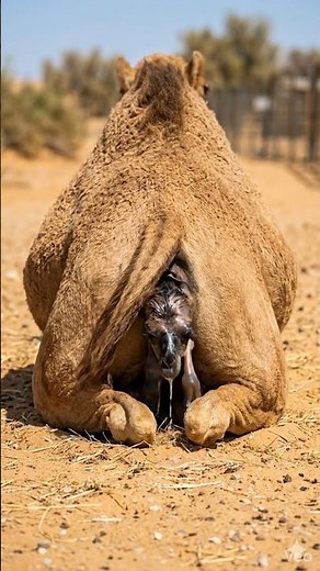 New born camel calf live visual