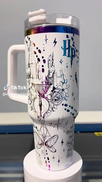 Wizard tumbler wrap! #wizardingworld #tumblerwrap #harrypotterfan #evembroidery #customlaserengraving #hogwarts #stanley