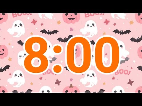 8-Minute Pink Halloween Timer – Cute Ghosts, Pumpkins & Bats Countdown