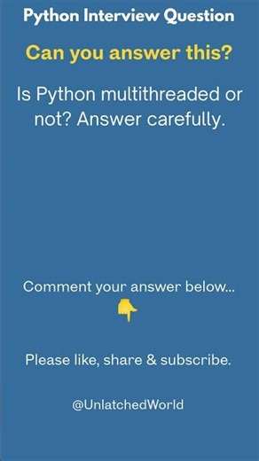 Python Question Threading Reality #shorts #coding #python #interview