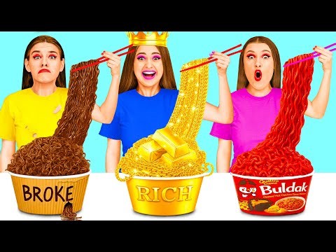 リッチvsブロークvsギガリッチフードチャレンジ | 面白い食べ物の状況 Happy Funny