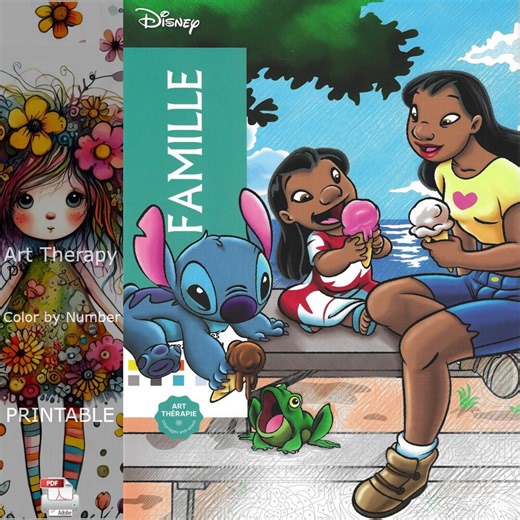 Lilo and Stitch Mystery Coloring Book Color by Number | Cute Alien Kawaii & Humor | PDF Instant Download - Etsy