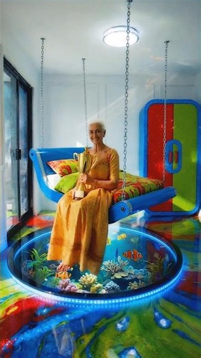 THIS COLORED MARBLE EPOXY FLOOR WITH IN-FLOOR AQUARIUM IS INSANE 🤩