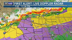 First Alert Doppler Radar 1 Hour Loop (High-Res). Movement it toward the SE-S from 40-50 mph. Strong Gusty Winds near 60-70 mph are possible along with some pockets of large hail. Frequent lightning/thunder and very heavy rainfall are expected. Please remain Weather Alert! | KLTV 7