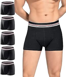 Carer Men's Washable Incontinence Underwear 5-Pack, Black, Large | Light-to-Moderate Absorbency (80ml), 4-Layer Front Leak Protection, Machine Washable & Reusable, Discreet, Cotton Boxer Brief
