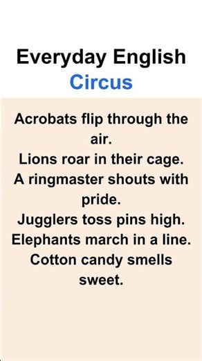 Everyday English: Circus #kids #circus