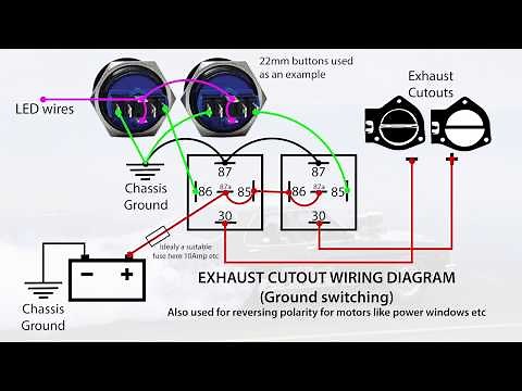Exhaust Cutout / Power Windows Wiring Diagrams reversing polarity with relays using Billet Buttons
