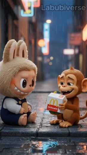 Labubu and the Hungry Monkey 🍔🐒