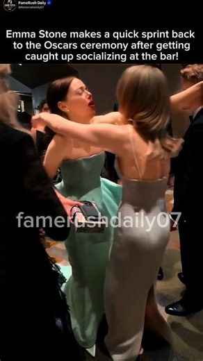 Emma Stone Sprints Back to the Oscars After Socializing!