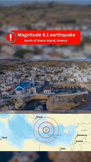 🚨 Breaking Seismic Event – Greece 🚨 Just minutes after we published today’s global earthquake update, a magnitude 6.1 earthquake struck the Eastern Mediterranean, 14 km south of Kasos Island, Greece, at 1:51 am local time. The quake was felt across Greece, Türkiye, Egypt, and Libya, and follows earlier swarms in Santorini and Campi Flegrei, both covered in our latest reports. We’re closely monitoring the situation and will keep you updated on any further developments. #Earthquake #Greece #Seis