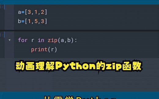 Python知识、动画理解Python的zip函数!！