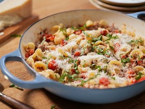 White Bean, Tomato and Sausage Orecchiette
