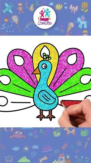 How to Draw a Peacock with Glitter #shorts #easydrawing #howtodraw