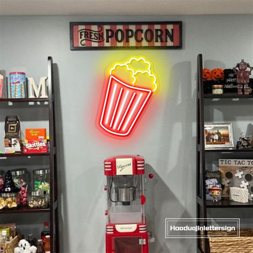 Popcorn LED Neon Sign, Custom Cinema Food Bar Neon Light Home Movie Theater Film Room Wall Decor Food Snack Bar Decoration Gift for Him - Etsy