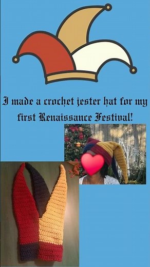 Crocheted a jester hat for my first ever #renfair #crochet #jester #clowncore #renaissancefestival