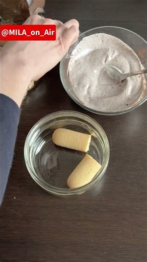 Easy homemade Tiramisu: Greek yogurt + cacao + sugar biscuits. May add coffee or sugar.