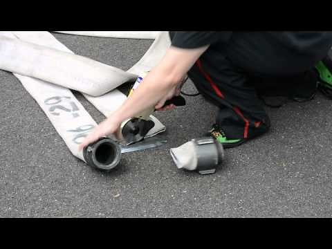 Using a Fabric Cutter to Cut Fire Hose