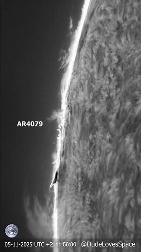 Insane Side View of 2025's Biggest Sunspot! (AR4079) Seen Through My Telescope #astronomy #space