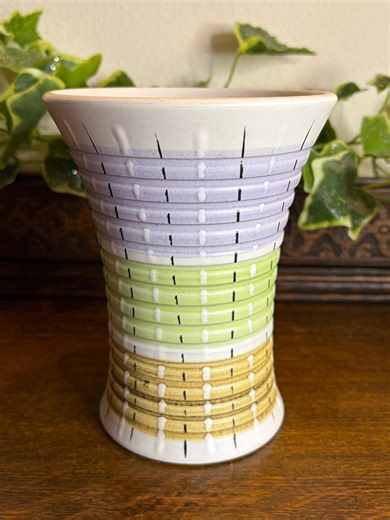 Vintage Denby Stoneware Vase | Mid Century Studio Pottery | Pastel Stripe Design - Etsy