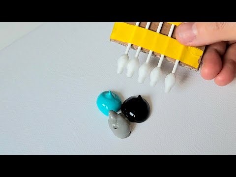 Easy Waves Painting idea (feat. Lotus) / Acrylic Painting Techniques for Beginners