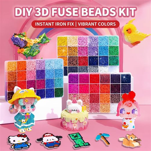 Vibrant DIY Masterpiece Kit: 22,000  Fuse Beads & Easy-Glide Applicato