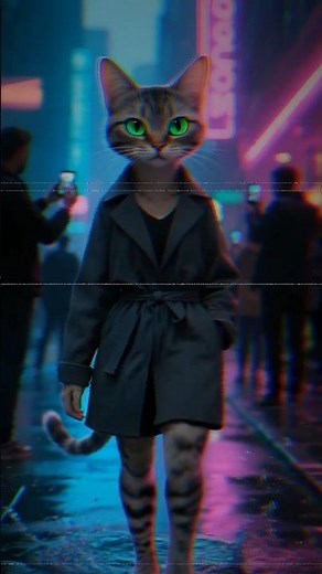 Anthro Cat in Neon City | Viral Cinematic ASMR Short