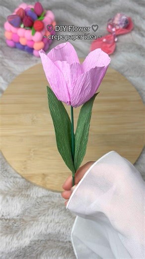 How to Make a Crepe PAPER Pink FLOWER in Minutes 🥹 Easy Handmade Craft | Gift Idea