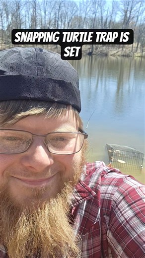 snapping turtle trap is set