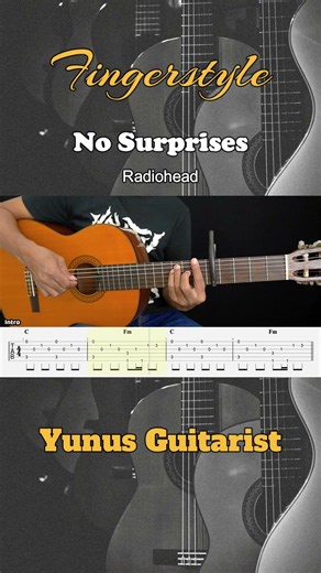 [INTRO] No Surprises - Radiohead - Fingerstyle Guitar Tutorial + TAB & Lyrics #fingerstyle