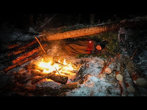 Survival Shelter in Deep Snow - Wool Blanket, Below Freezing