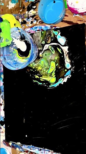 Neon Paint Pour on Black #fluidart #transformation #abstract