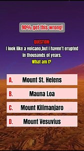 🌋 Riddle: I look like a volcano and have a fiery name, but I haven’t erupted in thousands of years. Which one am I? 🤔 #QuizReels #Trending #ViralReels #FBReels #FunFact #QuizTime #DailyQuiz #BrainTeaser #Education #Fyp #ViralQuiz #fblifestyle | Psyvia