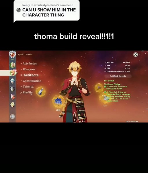 Artifact Build Guide for Thoma in Genshin Impact